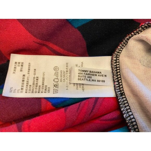 Tommy Bahama Red Tropical Lily Print Short Sleeve Dress L Tencel/Nylon Blend - Picture 4 of 14